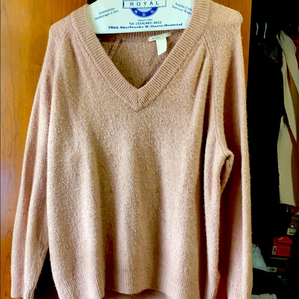 OVERSIZE V-NECK SWEATER | MAUVE/PINK